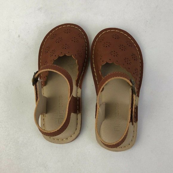 Flaryzone Girls FLR08 Brown Leather Round Toe Casual Flat Sandals Size US 9 - Picture 10 of 11